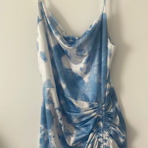 Cowl neck marble dress